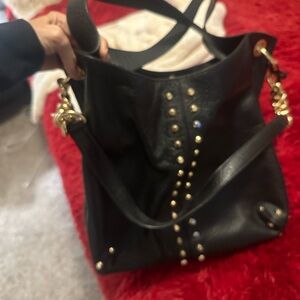 Michael Kors Black Shoulder Bag with Gold Accents